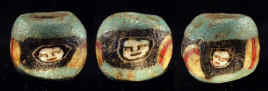 Ancient Roman Mosaic glass face bead with 3 ancient faces