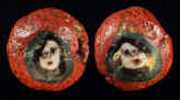 Ancient Roman Mosaic glass face bead with 3 ancient faces from Iran ms197