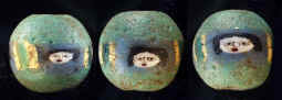 ms192 Ancient Roman Mosaic glass face bead with 3 ancient faces from Egypt