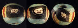 Ancient Roman Mosaic glass face bead with 3 ancient faces ms192